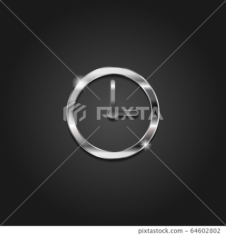 Shiny silver time clock icon metallic symbol - Stock Illustration ...