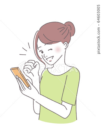 膽量大的女人看著智能手機 64603005