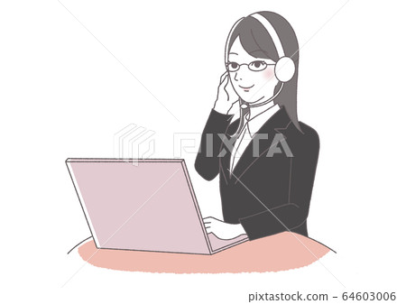 女人在呼叫中心（辦公室）講話 64603006