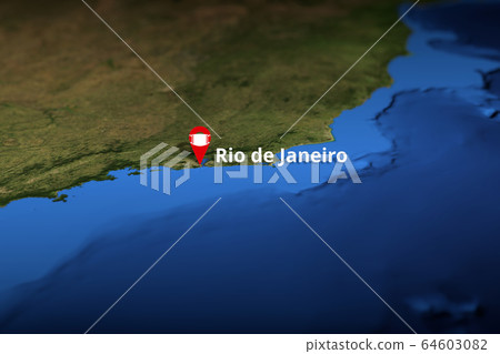 Rio de Janeiro, Brazil geotag with face mask, COVID-19 coronavirus disease quarantine related 3D rendering Rio de Janeiro, Brazil geotag with face mask, COVID-19 coronavirus disease quarantine related 3D rendering 64603082