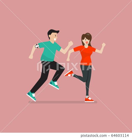 Man and woman running exercise - Stock Illustration [64603114] - PIXTA