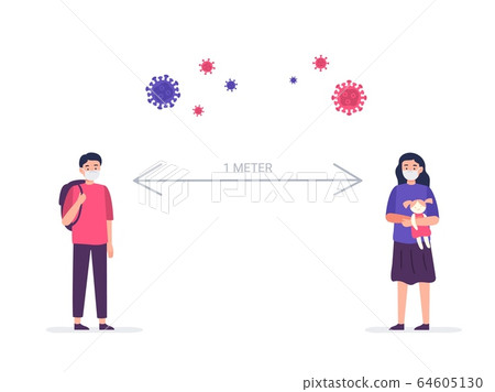 Kids keep a distance for each other. - Stock Illustration [64605130 ...