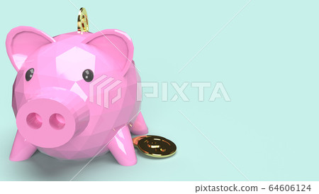 The Piggy bank 3d rendering for money content. - Stock Illustration ...