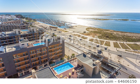 Aerial view of Olhao, Algarve, Portugal. Ria Formosa 64606150