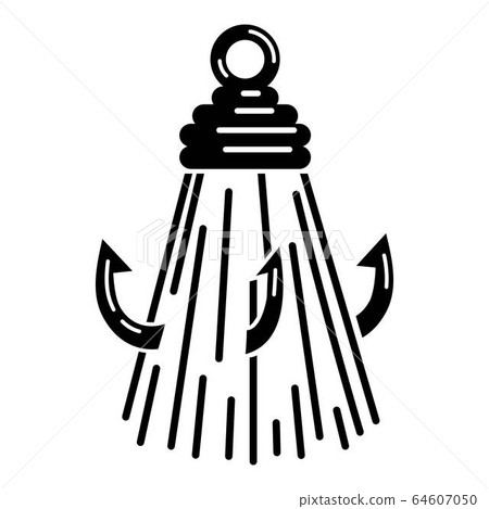 Triple fishing hook icon, simple style Triple fishing hook icon, simple style 64607050