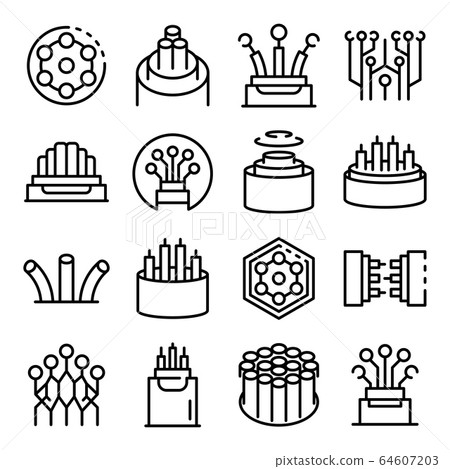 Optical fiber icons set, outline style 64607203