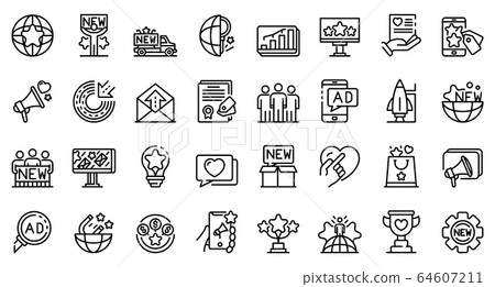 Campaign icons set, outline style Campaign icons set, outline style 64607211