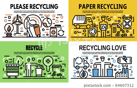 Recycling banner set, outline style 64607312