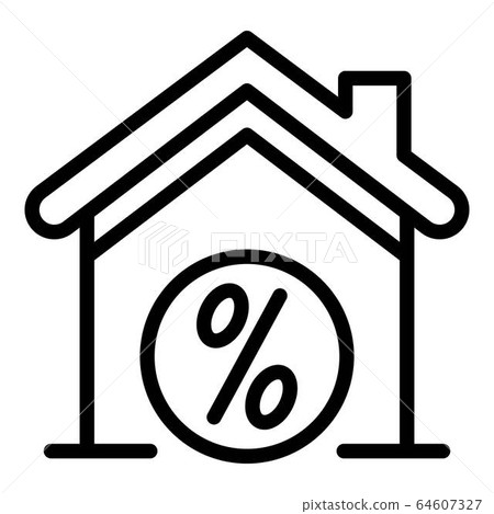 House and percent icon, outline style House and percent icon, outline style 64607327