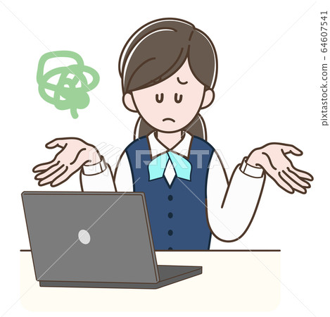 穿制服的女人在電腦前失望 穿制服的女人在電腦前失望 64607541