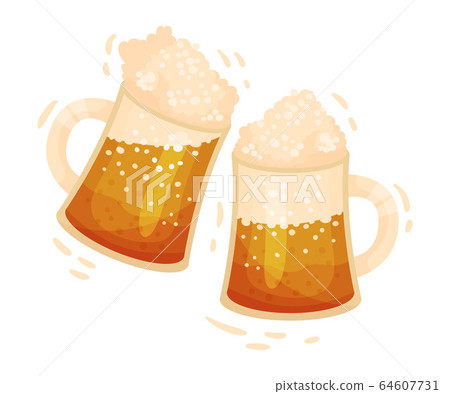 Wooden Beer Mug as Feast of Saint Patrick Symbol Vector Illustration 64607731