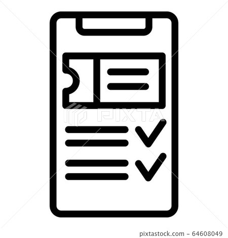 Smartphone ticket purchase icon, outline style Smartphone ticket purchase icon, outline style 64608049