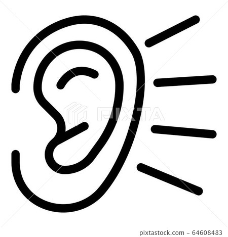 Ear listening icon, outline style 64608483