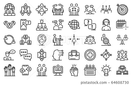 Advice icons set, outline style 64608730