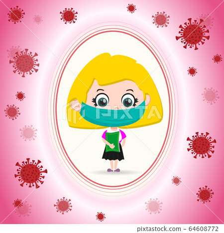 Pupil girl with virus protection wallpaper 64608772