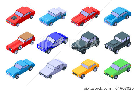 Car old icons set, isometric style Car old icons set, isometric style 64608820
