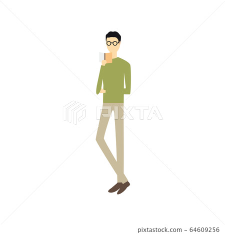 Illustration of a simple faceless man reading a book Illustration of a simple faceless man reading a book 64609256