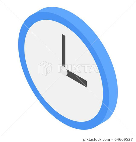 Blue wall clock icon, isometric style Blue wall clock icon, isometric style 64609527