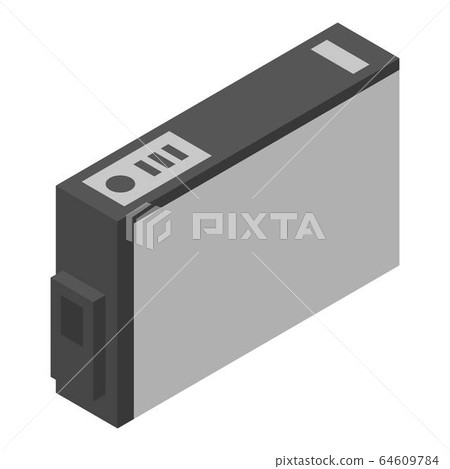 Black ink printer cartridge icon, isometric style Black ink printer cartridge icon, isometric style 64609784