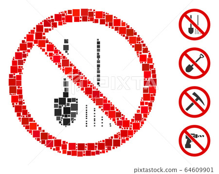 Square No Dig Icon Vector Collage 64609901