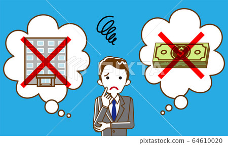 Businessman worried about income due to suspension of business Corona virus problem Businessman worried about income due to suspension of business Corona virus problem 64610020