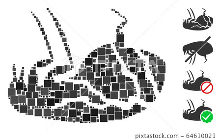 Square Sick Flea Icon Vector Mosaic Square Sick Flea Icon Vector Mosaic 64610021