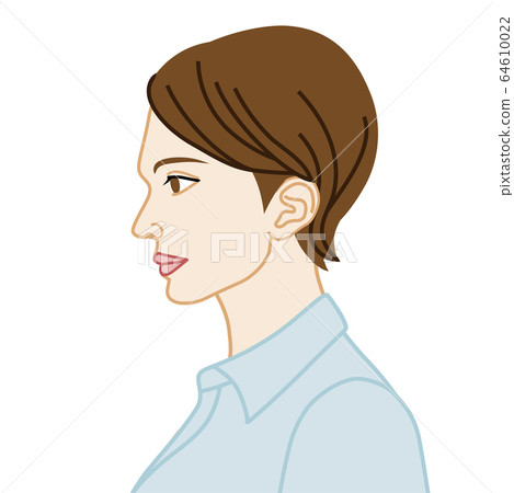 Woman With Short Hair Side Profile Upper Body Stock Illustration 64610022 Pixta