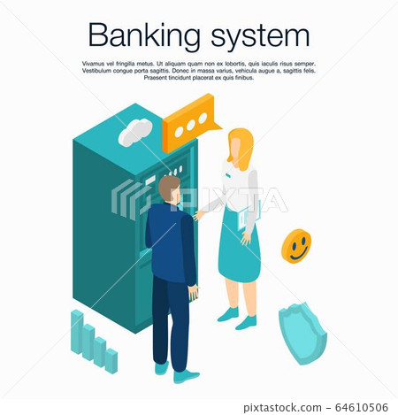 Banking system concept banner, isometric style 64610506