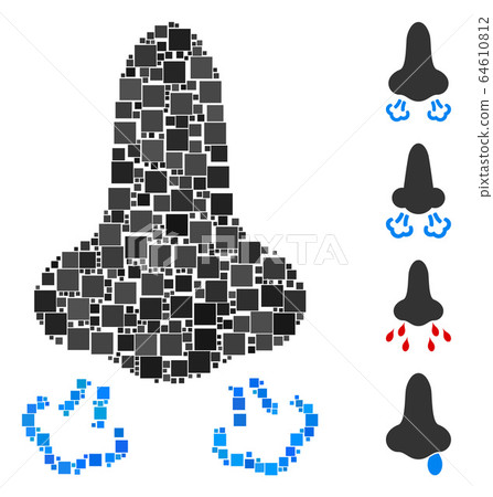 Square Nose Breath Icon Vector Collage Square Nose Breath Icon Vector Collage 64610812