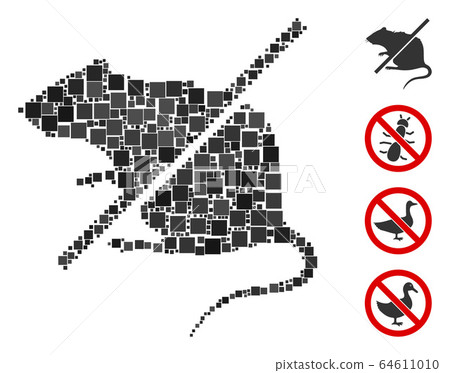 Square Stop Rats Icon Vector Mosaic - Stock Illustration [64611010] - PIXTA