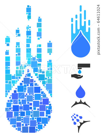 Square Falling Drop Icon Vector Collage Square Falling Drop Icon Vector Collage 64611024