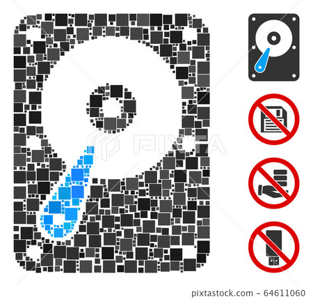 Square Hard Disk Icon Vector Mosaic 64611060