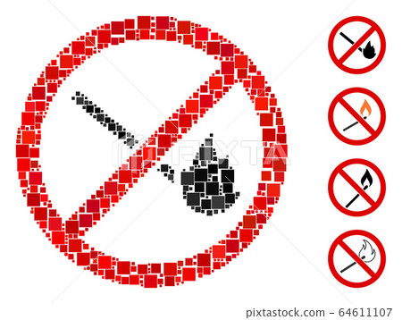 Square No Burning Match Icon Vector Mosaic Square No Burning Match Icon Vector Mosaic 64611107