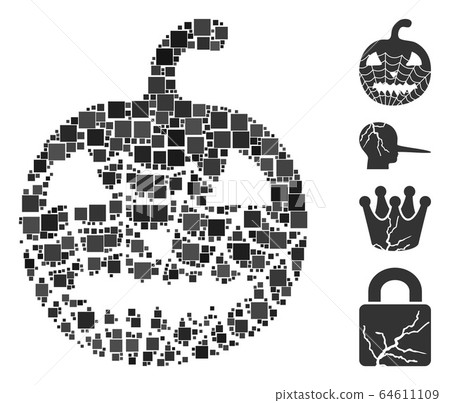 Square Old Halloween Pumpkin Icon Vector Mosaic Square Old Halloween Pumpkin Icon Vector Mosaic 64611109