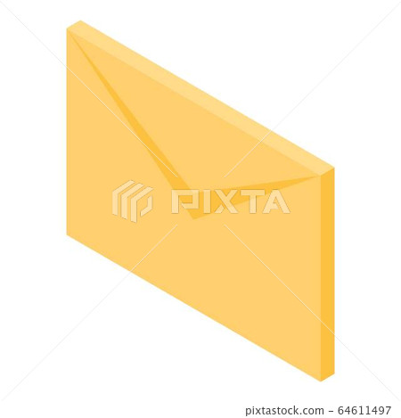 Yellow mail letter icon, isometric style 64611497