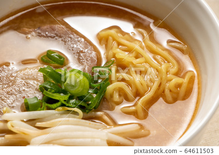 Up of miso ramen. 64611503