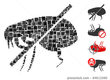 Square No Fleas Icon Vector Collage Square No Fleas Icon Vector Collage 64612080