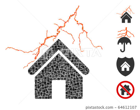 Square Home in Thunderstorm Icon Vector Mosaic 64612107