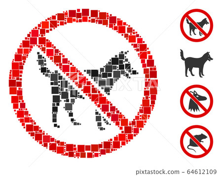 Square No Dogs Icon Vector Collage 64612109