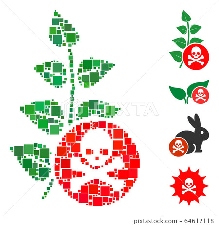 Square Herbicide Toxin Icon Vector Collage 64612118