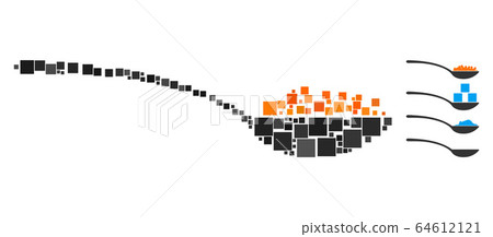 Square Caviar Spoon Icon Vector Collage Square Caviar Spoon Icon Vector Collage 64612121