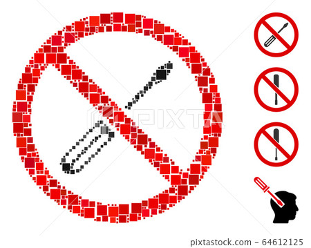Square No Screwdriver Tuning Icon Vector Collage Square No Screwdriver Tuning Icon Vector Collage 64612125