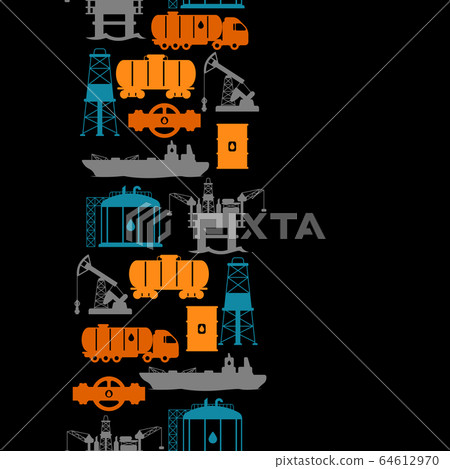 Seamless pattern with oil and petrol icons. 64612970