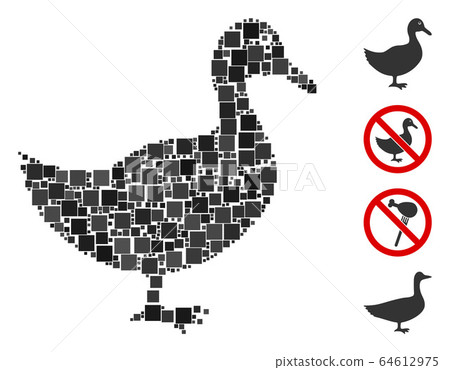 Square Duck Icon Vector Collage 64612975