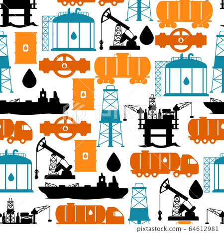 Seamless pattern with oil and petrol icons. 64612981
