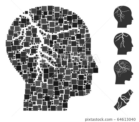 Square Head Cancer Icon Vector Collage Square Head Cancer Icon Vector Collage 64613040