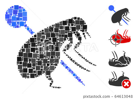 Square Pinned Flea Icon Vector Collage Square Pinned Flea Icon Vector Collage 64613048