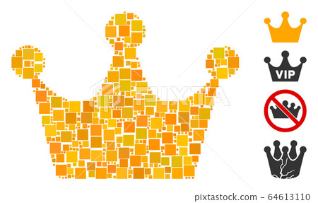 Square Gold Crown Icon Vector Mosaic 64613110