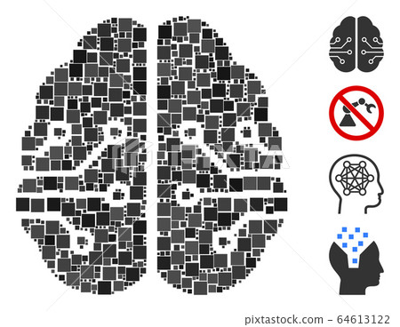 Square Electronic Brain Icon Vector Mosaic Square Electronic Brain Icon Vector Mosaic 64613122