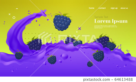 fresh blackberry juice liquid splash realistic drops and splashes healthy fruits splashing waves horizontal copy space fresh blackberry juice liquid splash realistic drops and splashes healthy fruits splashing waves horizontal copy space 64613488